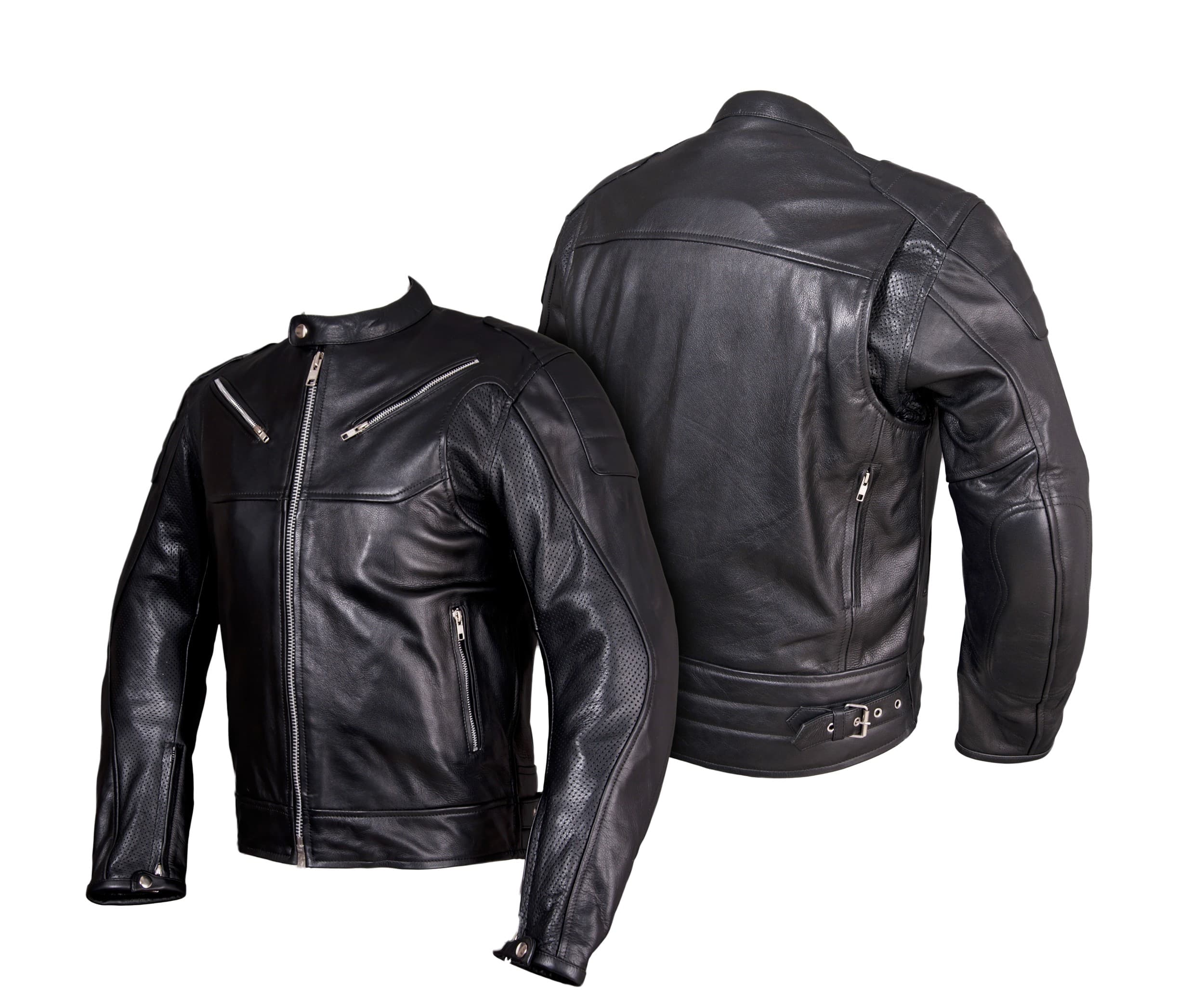 TURYSTYCZNA KURTKA MOTOCYKLOWA SKÓRZANA Z PERFORACJĄ RĘKAWÓW KSM045