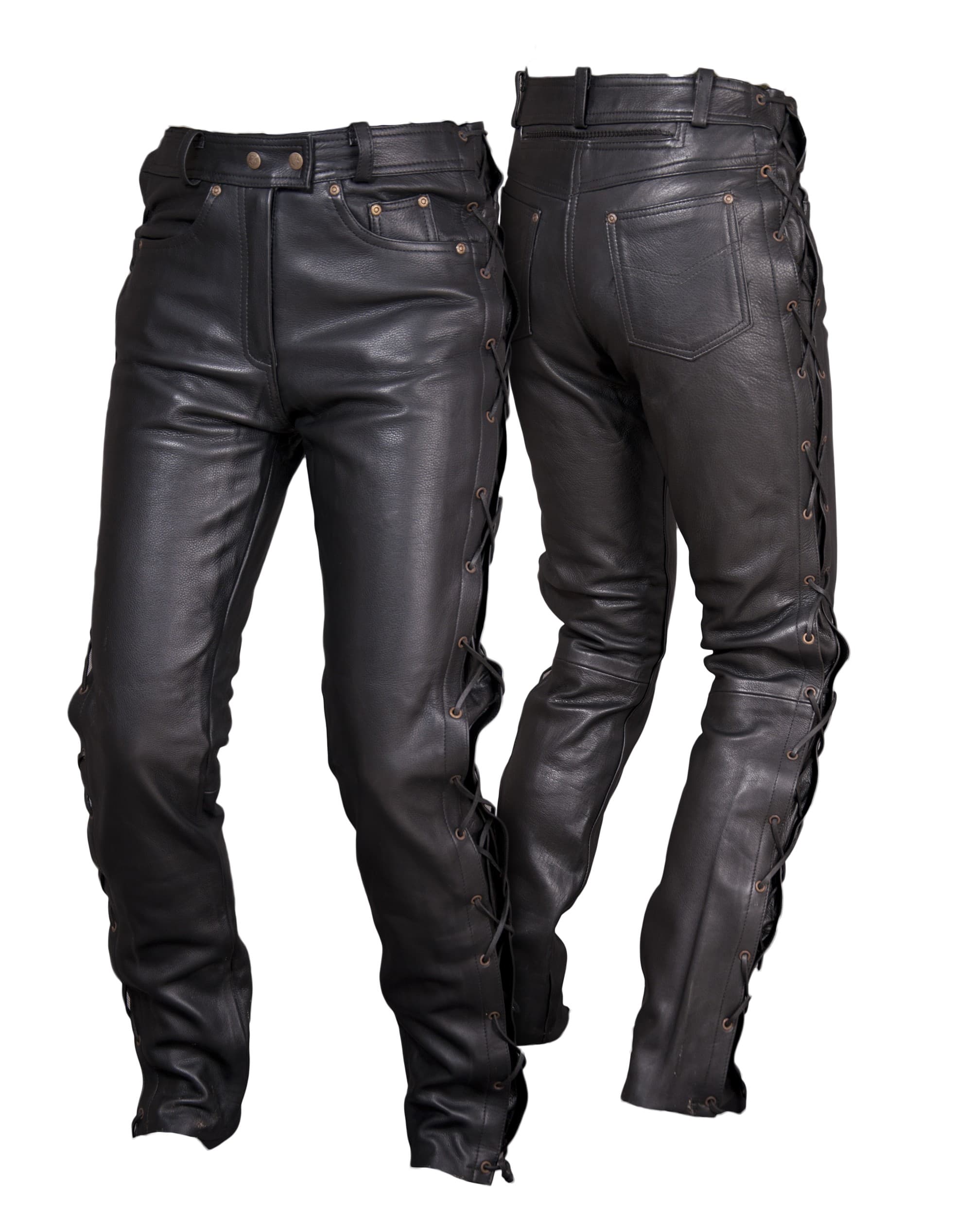 SPODNIE MOTOCYKLOWE SKÓRZANE DAMSKIE WIĄZANE RZEMIENIAMI MIĘKKA SKÓRA SSD001