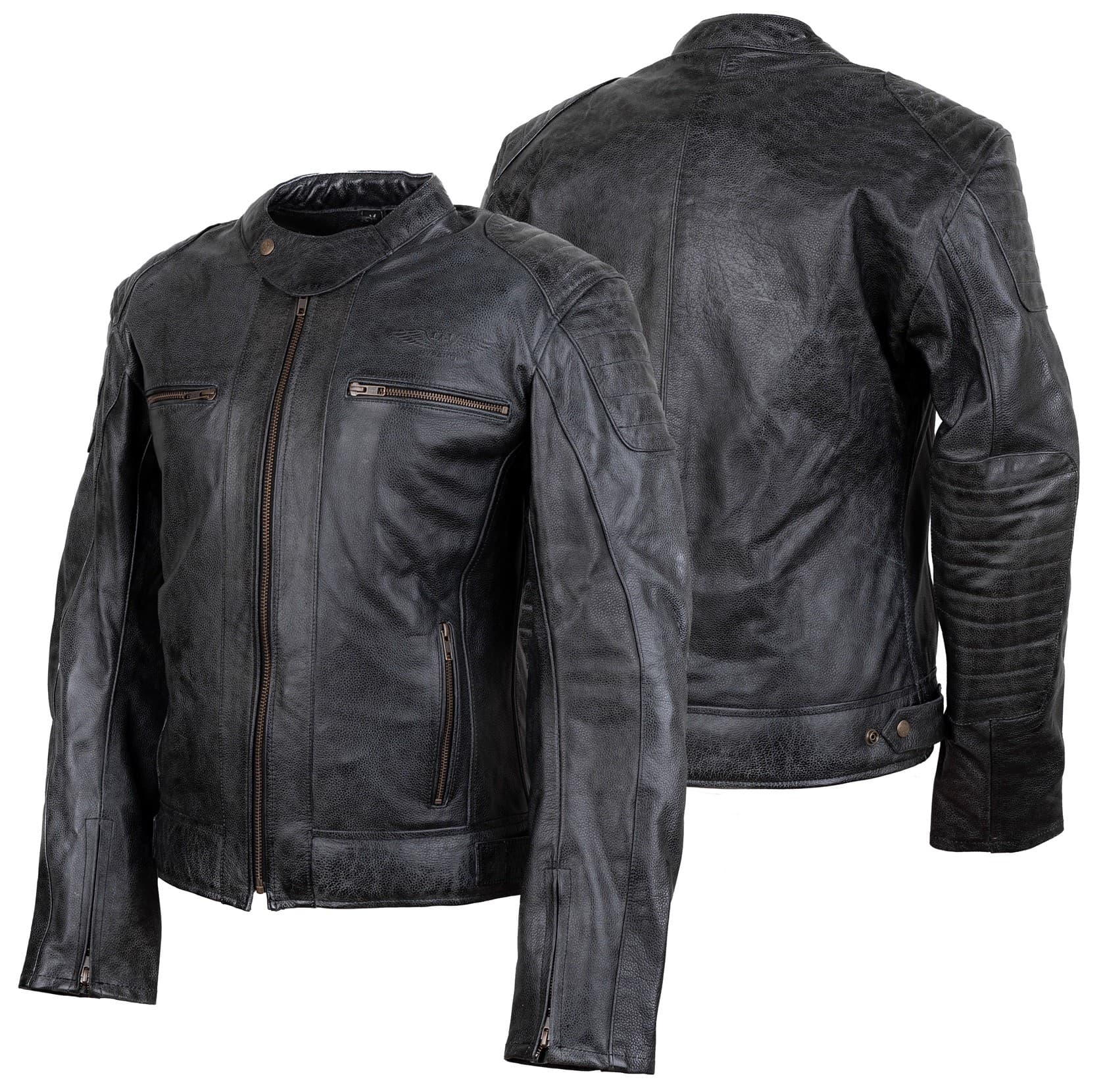 KURTKA MOTOCYKLOWA SKÓRZANA RETRO BLACK KSM052